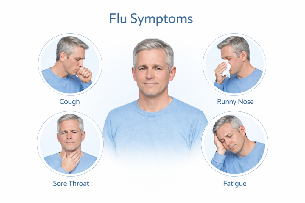 Flu symptoms educational illustration